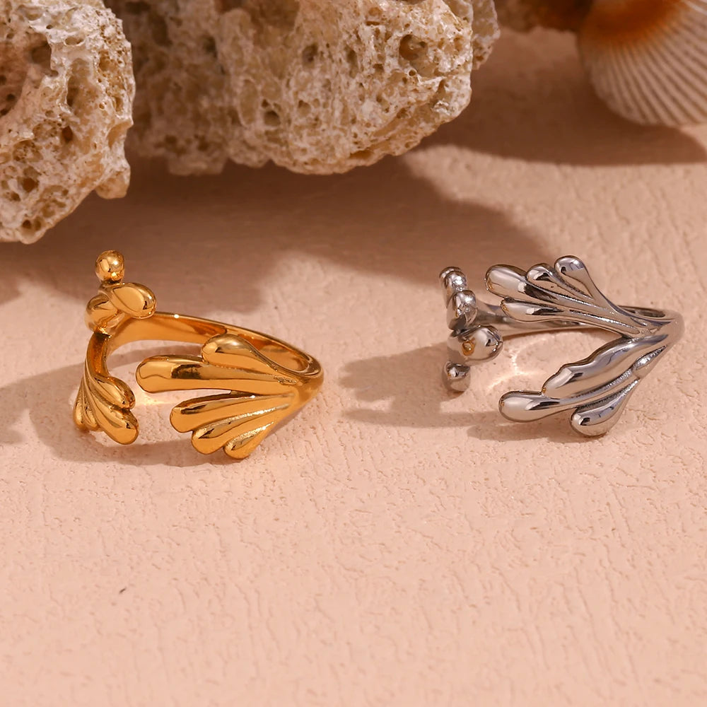 Anel Ajustável Ocean Banhado a Ouro 18K